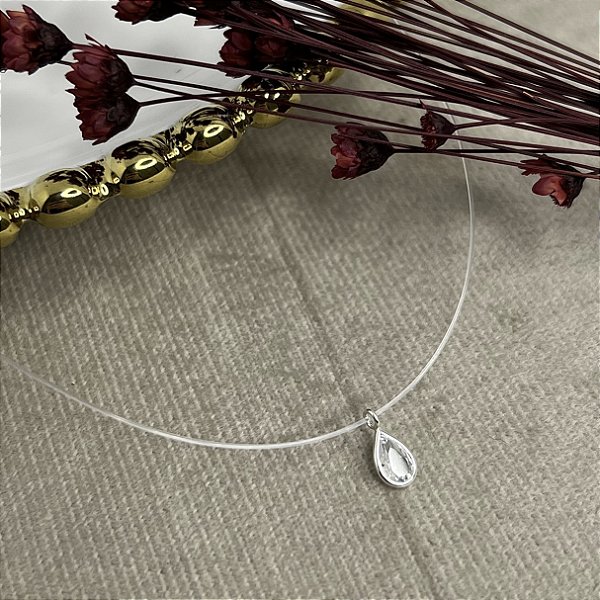 Gargantilha Nylon Gota Prata 925 - 40cm - CPR601