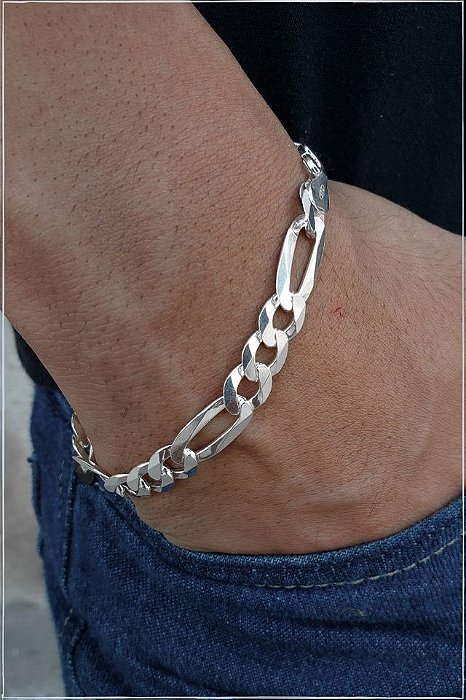 Pulseira Masculina 3 por 1 Prata 925 - 21cm - 10mm - PPR439