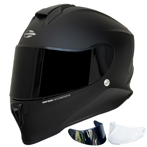COMBO - Capacete Fechado Mormaii M1 Origin Preto Fosco + Viseira Fumê