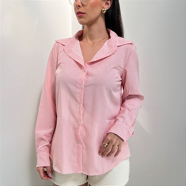 Camisa Liz Listrada Rosa
