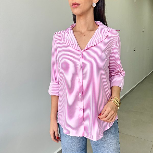 Camisa Liz Listrada Rosa