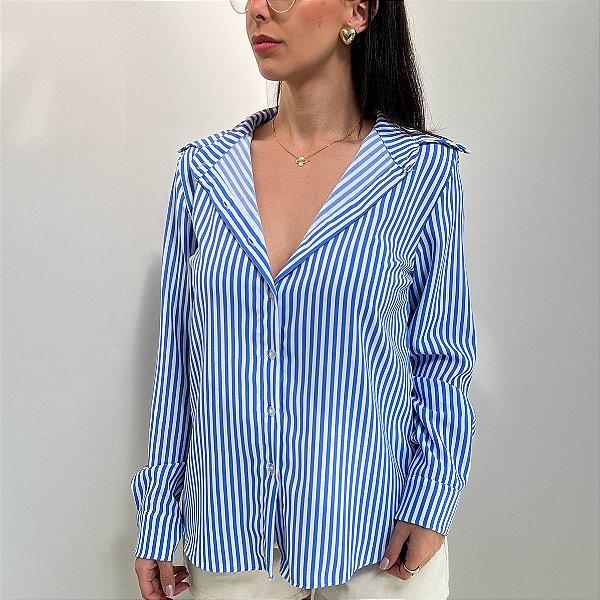 Camisa Liz Listrada Azul