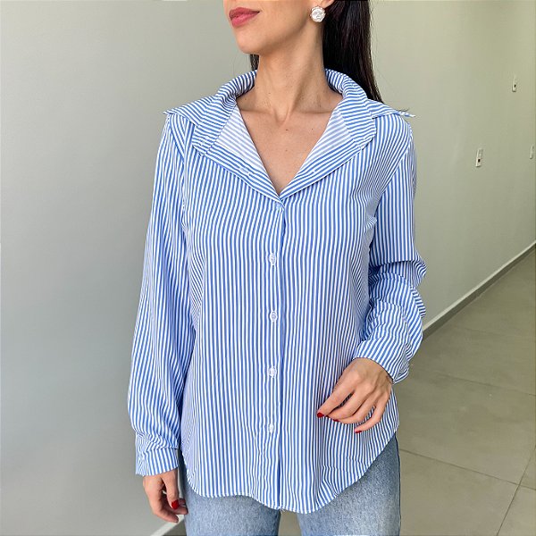 Camisa Liz Listrada Azul