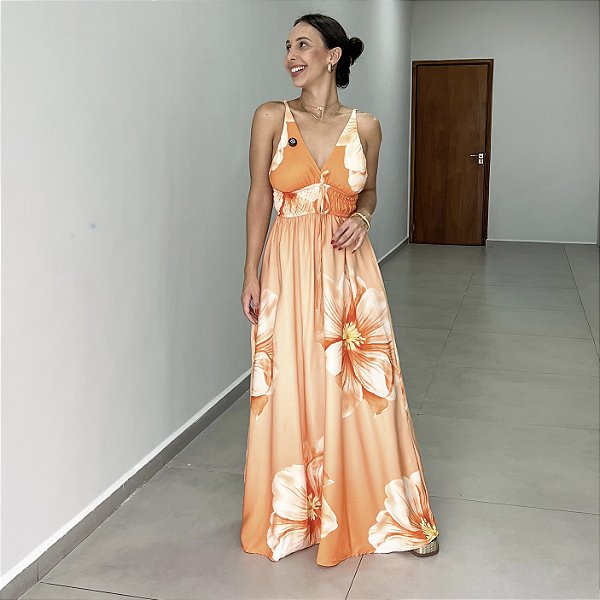 Vestido Flora Laranja