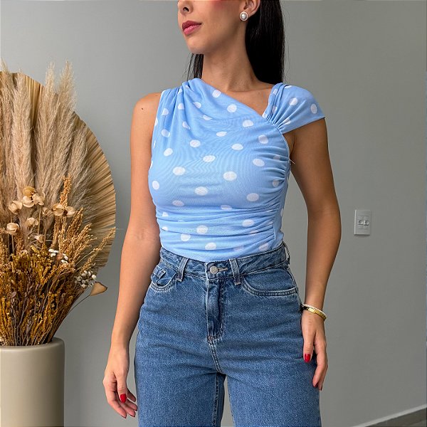 Blusa Tathi Poá Azul Claro