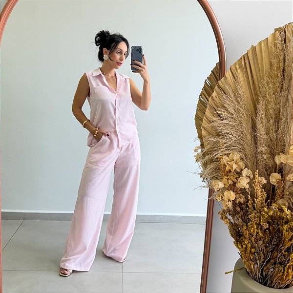 Conjunto Iris Linho Rosa