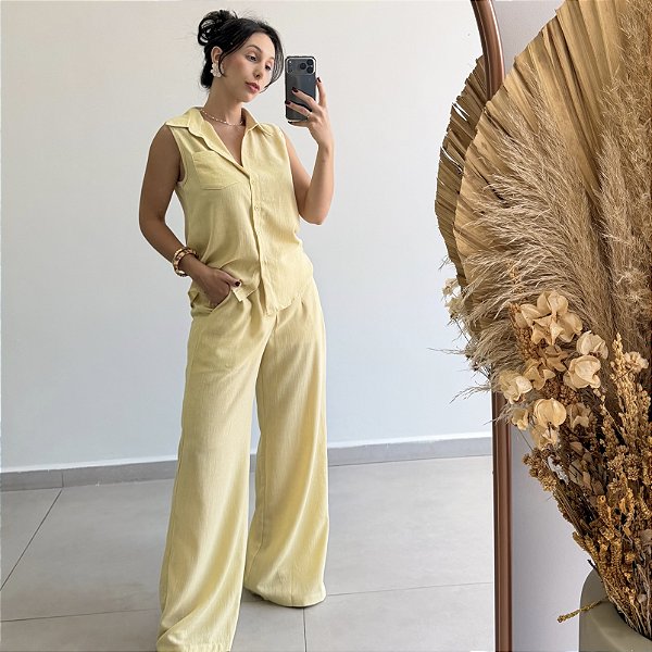 Conjunto Iris Linho Amarelo