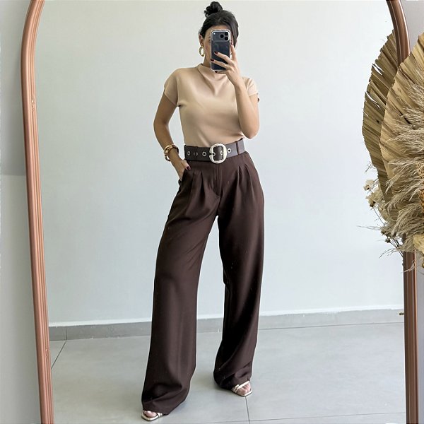 Calça Carolina Alfaiataria Marrom