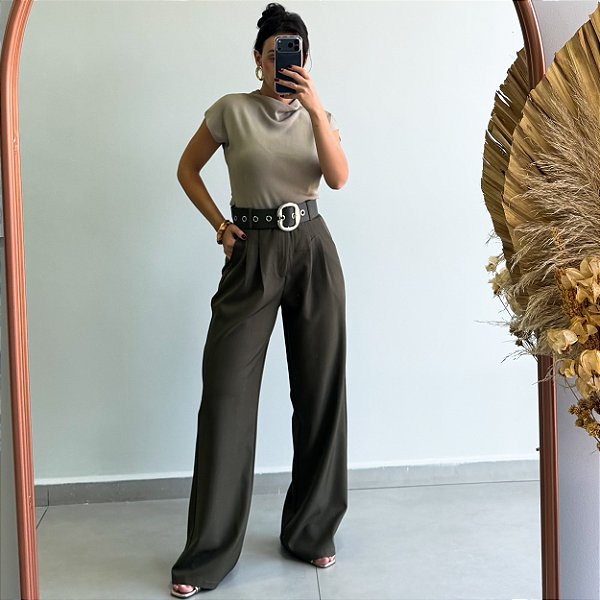 Calça Carolina Alfaiataria Verde Militar