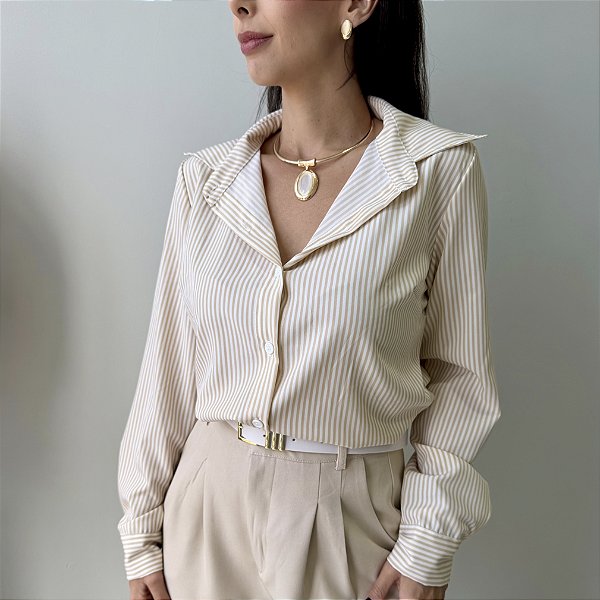 Camisa Liz Listrada Nude