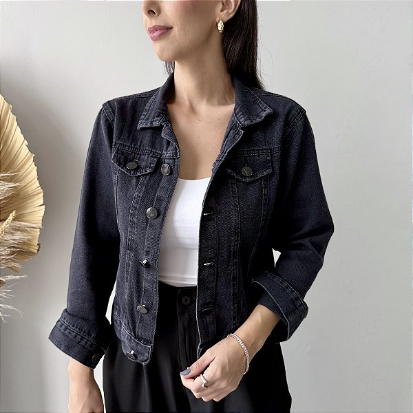 Jaqueta Jeans Ane Preta