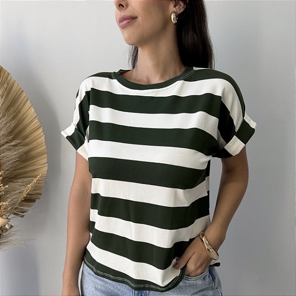 T-shirt Manga Japonesa Listrada Militar