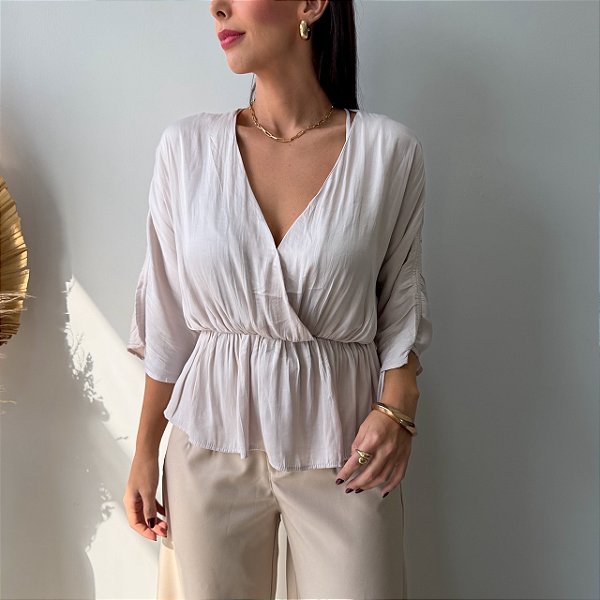 Blusa Ana Paula Cetim Nude
