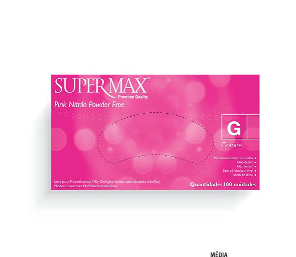 Luvas Supermax - Nitrilo Pink XP P M e G
