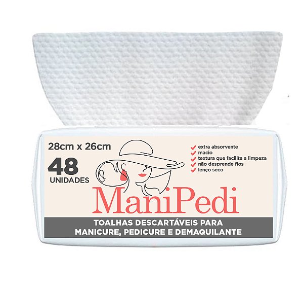 Toalha descartável manicure pedicure 28x26cm 48 UN viscose