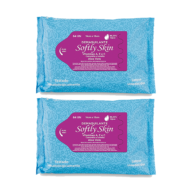 Demaquilante 128 UN Lenço Umedecido Softly Skin c/Vitamina