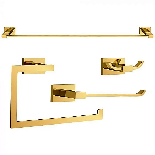 Kit de Acessórios para Banheiro Mondrian Dourado