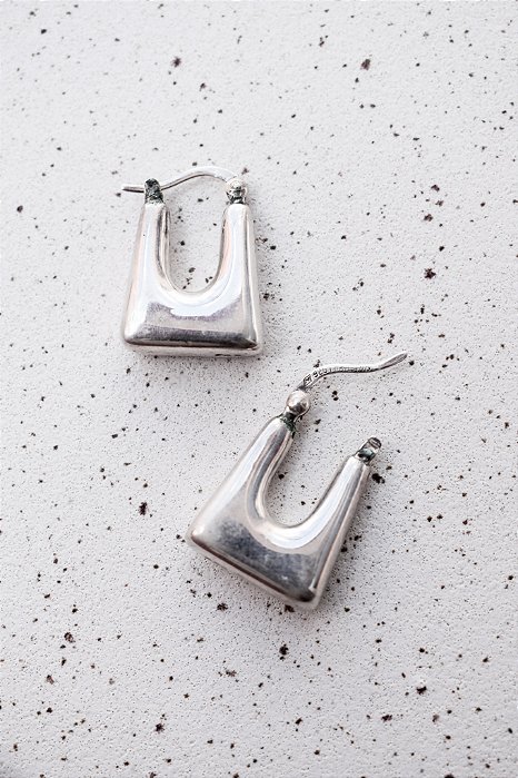 Brinco Argola Retangular Eletroformação