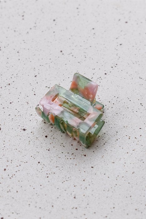 Piranha Mini Retangular Marmorizada Verde Rosa