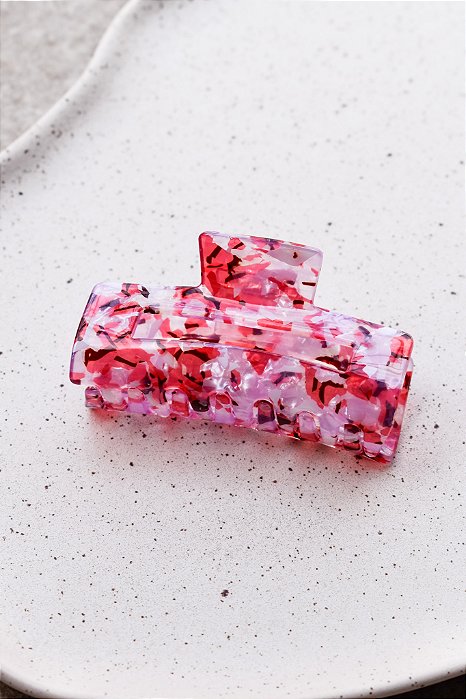 Piranha Retangular Marmorizada Rosa e Vermelha
