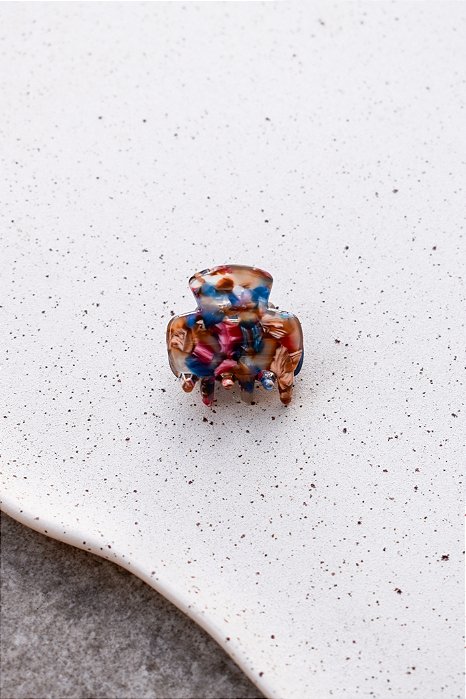 Piranha Mini Arredondada Marmorizada Marrom com Azul
