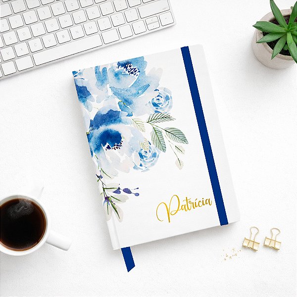 Caderno A5 Floral Aquarela com elástico