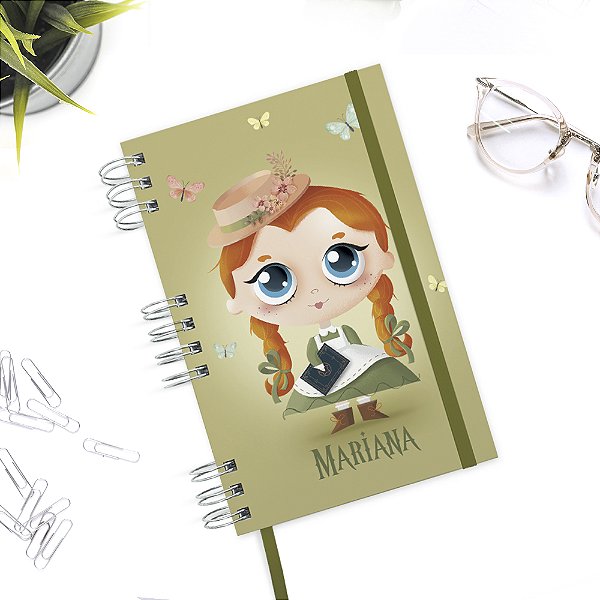 Caderno Anne com E Wire-O A5 Personalizado Artesanal