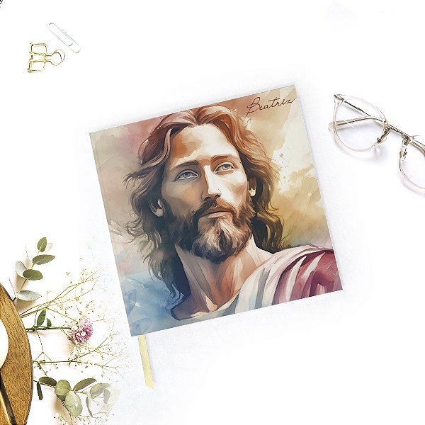 Caderno Quadrado Personalizado Jesus 20x20 - Sem Pauta