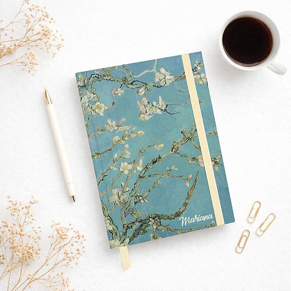 Caderno A5 Amendoeira de Van Gogh com elástico