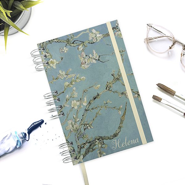 Caderno Amendoeira de Van Gogh com Wire-O A5 Personalizado