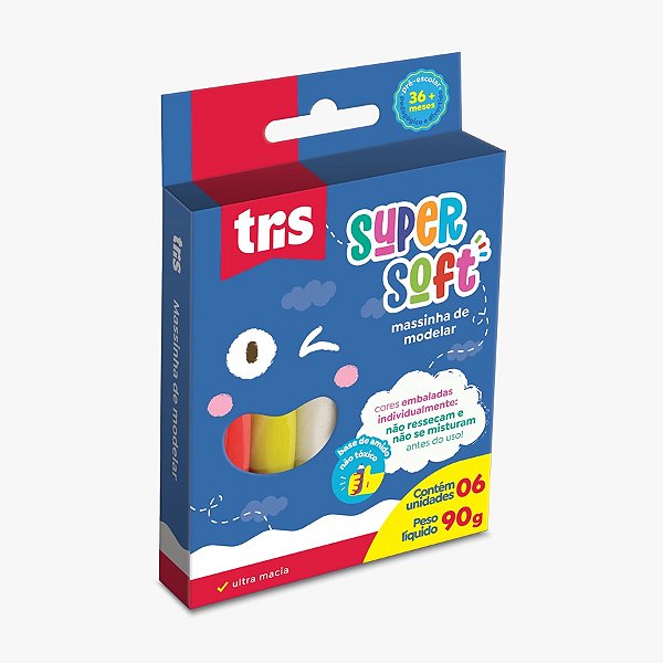 Massa De Modelar Supersoft 90G – Conjunto C/6 Cores – Tris