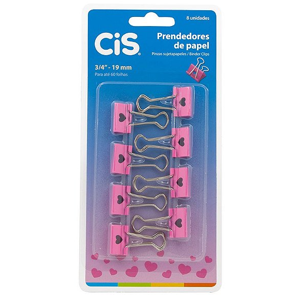 Prendedor de Papel Coração 19mm com 8 unidades - Cis