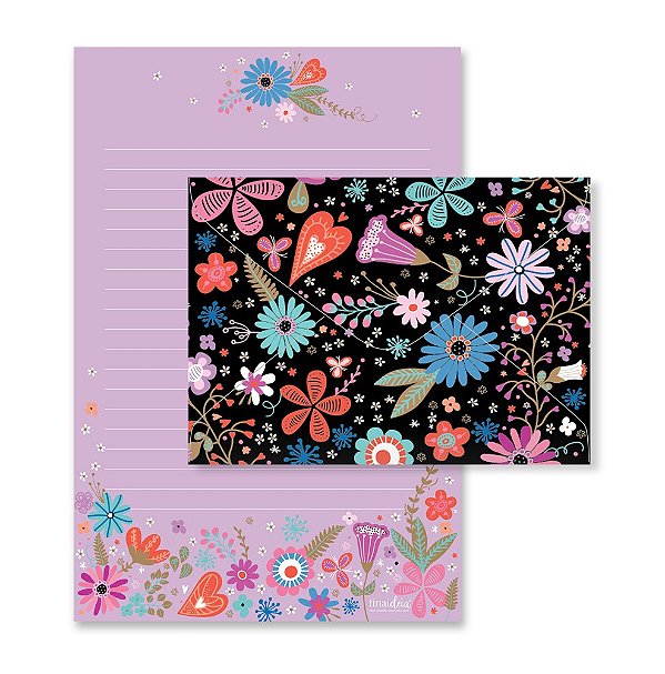 Papel de carta - Embalagem com 4 unidades -  Fiore - Fina Idéia