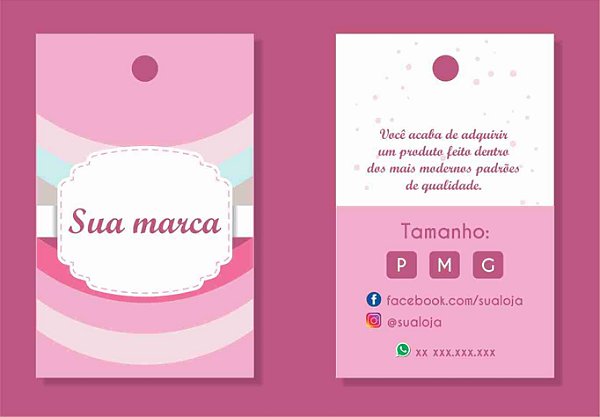 Tag de roupa - Couchê 250G Verniz UV Total Frente e Verso Colorido 1000unid.