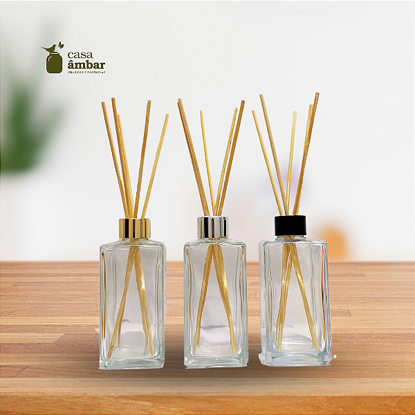 VIDRO SQUARE 250ML C/ TAMPA DIFUSORA LUXO