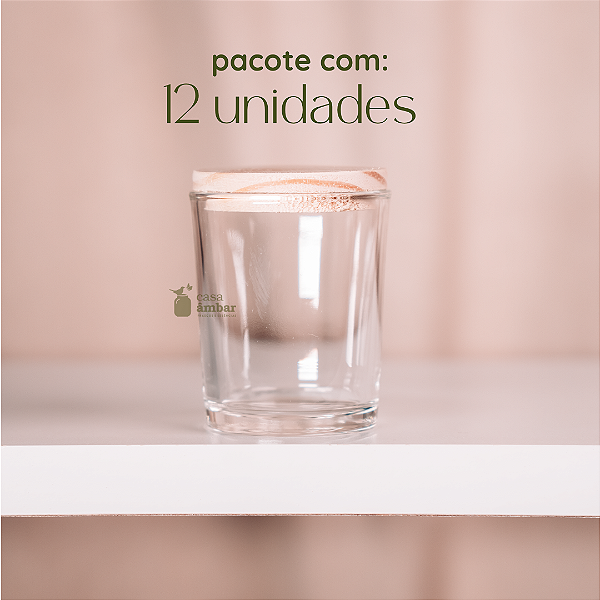 12 UNIDADES COPO PARA VELA TRANSPARENTE 70ml C/ TAMPA
