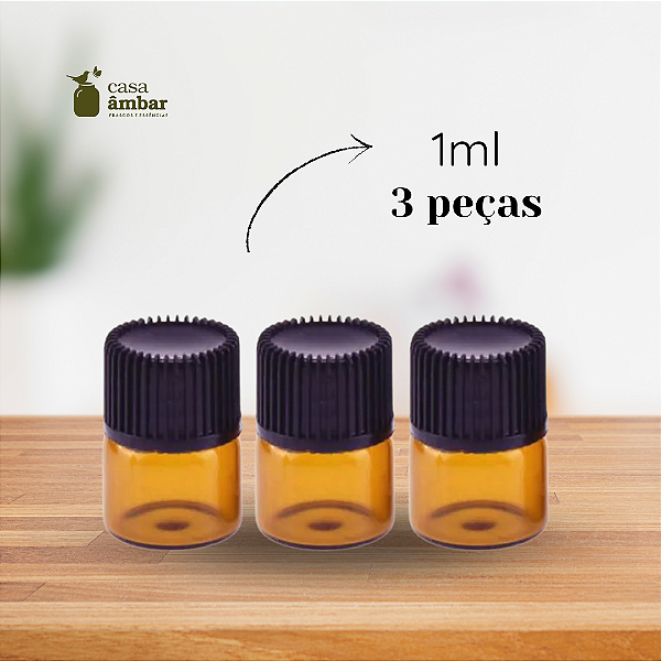 3 UNIDADES VIDRO ÂMBAR 1ML (GOTEJADOR)