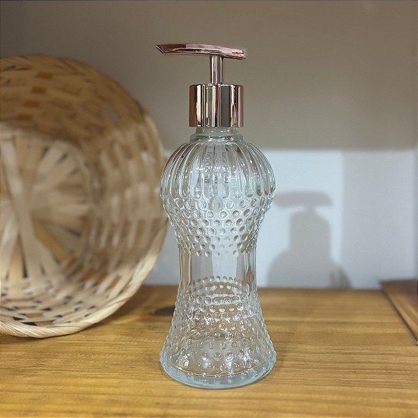 VIDRO CINTURINHA 250ML C/ PUMP LUXO ROSÊ