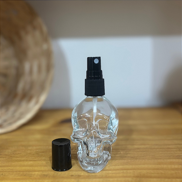 VIDRO CAVEIRA 50ML C/ SPRAY PRETO