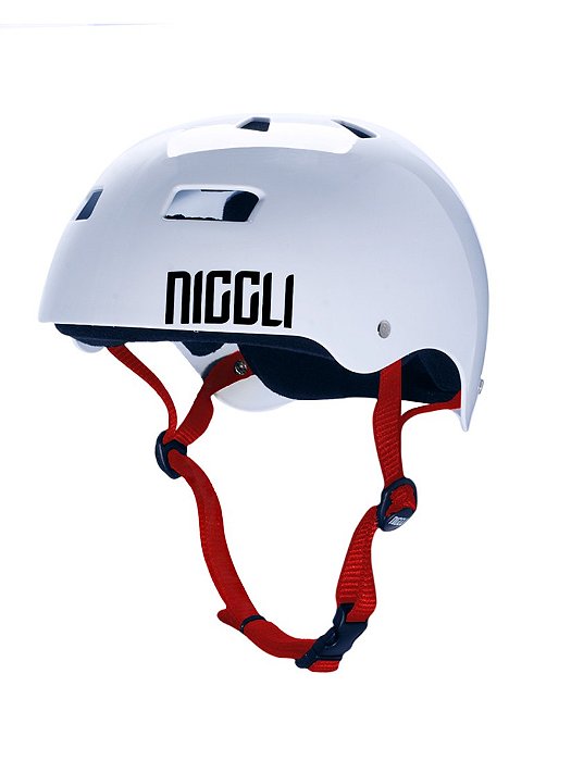 CAPACETE NIGGLI BRANCO IRON PRO (FITA VERMELHA) - TAMANHOS PP, P, M, G e GG (consulte)