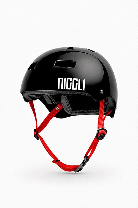 CAPACETE NIGGLI PRETO IRON PRO (FITA VERMELHA) - TAMANHOS PP, P, M, G e GG (consulte)
