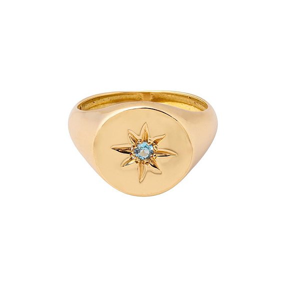Anel Birthstone Março (Topázio Sky)