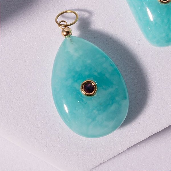 Pingente Solara Jade Amazonita Ouro 18k