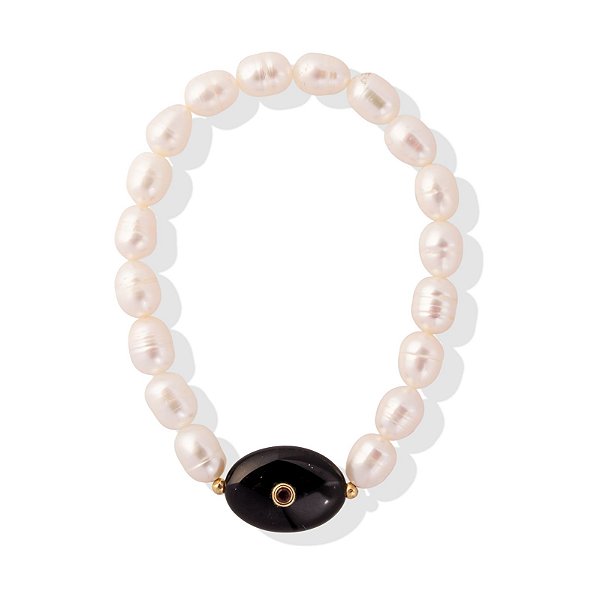 Pulseira Solara Ágata Negra Ouro 18k