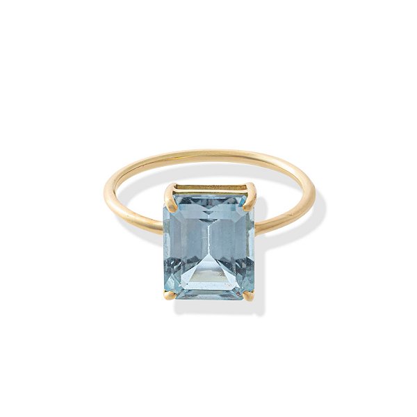 Anel Octógono Uni Topázio Sky (aros pronta entrega)