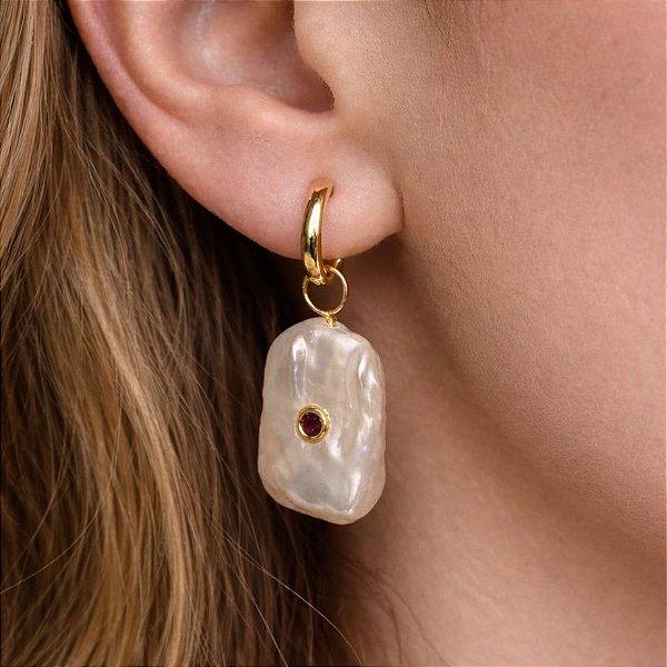 Berloque para brincos de argola Solara Pérola Barroca