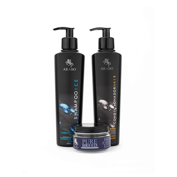 Kit Shampoo ice, condicionador Barba e pomada efeito seco Matte