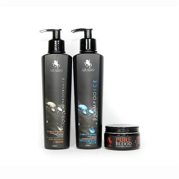Kit Shampoo Ice, Máscara 2x1 Máscara p/ Barba e Pomada