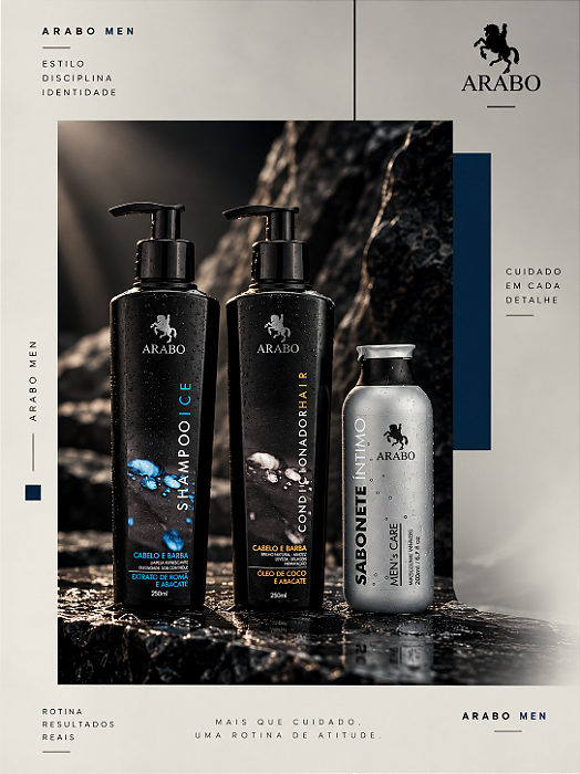 Kit shampoo iCE Máscara 2x1 Barba e Sabonete íntimo ARABO