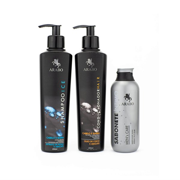 Kit shampoo iCE Máscara 2x1 Barba e Sabonete íntimo ARABO